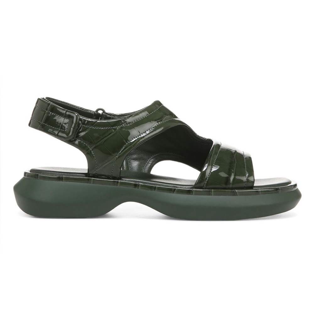 Vince Fresca Sandal in Olive Green Croc-Print Leather Women’s 7.5 - Picture 4 of 16